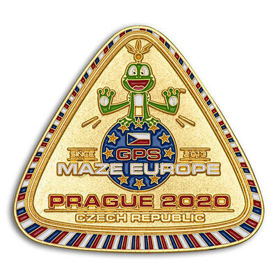 GPS MAZE Europe 2020 geocoin - Gold Edition - 1