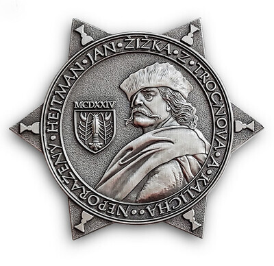 Geocoin „Jan Žižka z Trocnova 600 Let“ - Antique Silver LE - 1