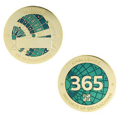 365 Days Milestone Geocoin + travel tag - 1