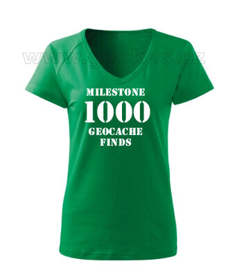 Dámské triko - Milestone Geocache Finds s vaším počtem - 1